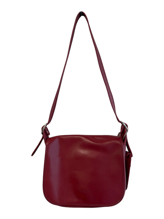 Coach Red Leather silver tone hardware Solid Interior Pockets Satchel Bag Red
