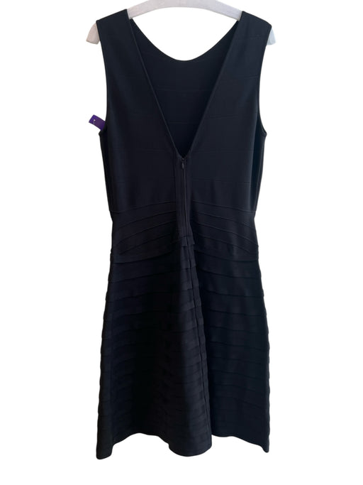 Emporio Armani Size 48 Black Viscose Blend Back Zip Back V Neck Tiered Dress Black / 48