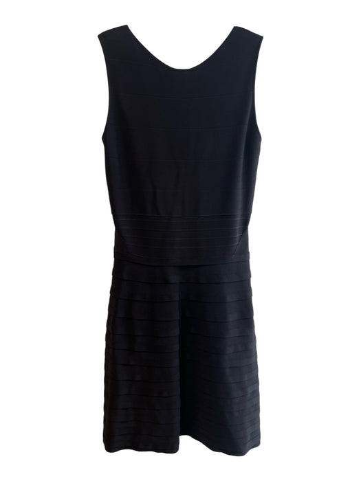 Emporio Armani Size 48 Black Viscose Blend Back Zip Back V Neck Tiered Dress Black / 48