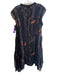 All Saints Size 10 Black & Orange Polyester Sleeveless Ruffles Moon Print Dress Black & Orange / 10