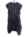 All Saints Size 10 Black & Orange Polyester Sleeveless Ruffles Moon Print Dress Black & Orange / 10