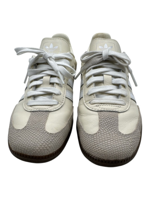 Adidas Shoe Size 8.5 Cream & Beige Leather Fabric Block lace up Low Top Sneakers Cream & Beige / 8.5