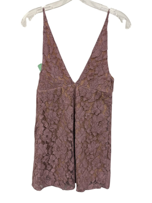 Free People Size 0 Purple Nylon, Viscose, Cotton Sleeveless V Neck & Back Dress Purple / 0