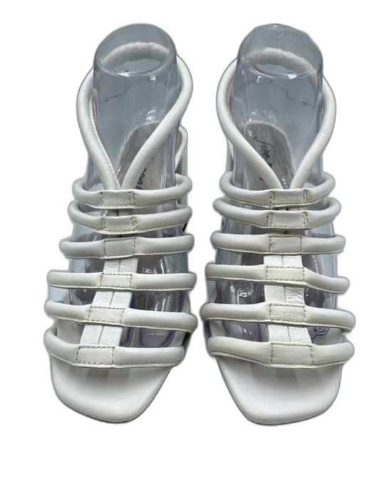 Free People Shoe Size 38.5 White Leather Cord Strappy Block Heel Sandals White / 38.5