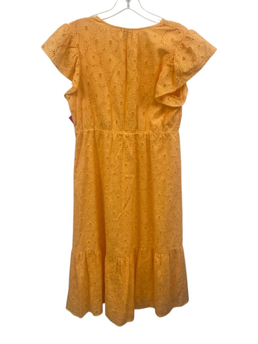Rails Size M Orange Cotton Short flutter sleeve Floral Embroidery eyelet Dress Orange / M