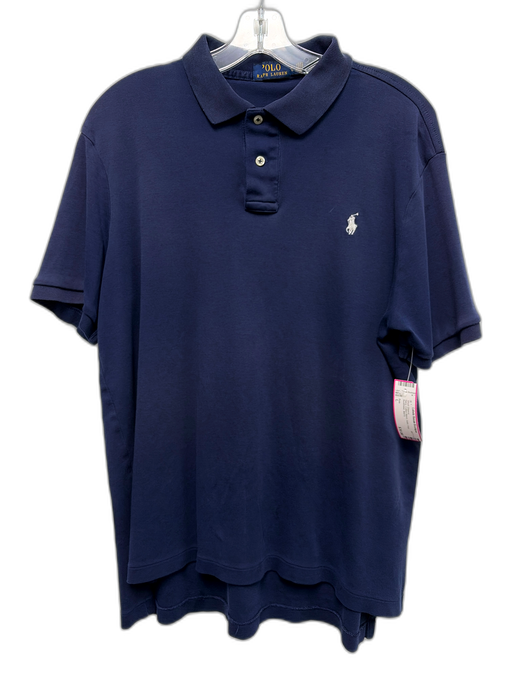 Polo Size L Navy Cotton Blend Solid Polo Men's Short Sleeve Navy / L