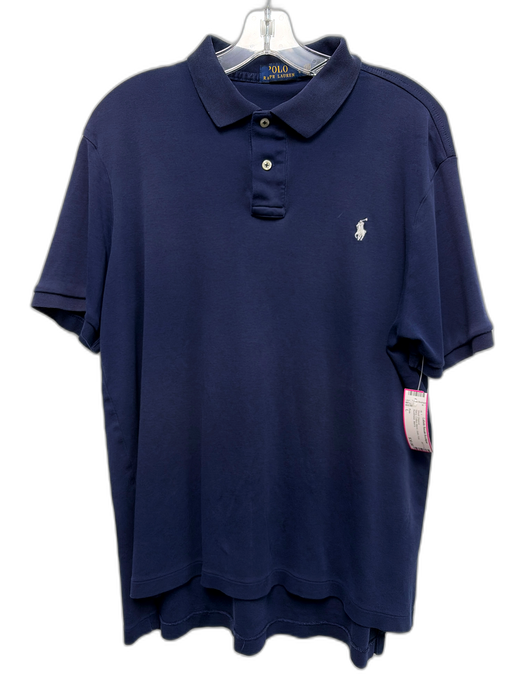 Polo Size L Navy Cotton Blend Solid Polo Men's Short Sleeve Navy / L