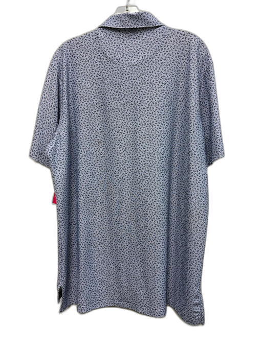 Peter Millar Size L Blue Synthetic Fish Polo Athleisure Men's Short Sleeve Blue / L