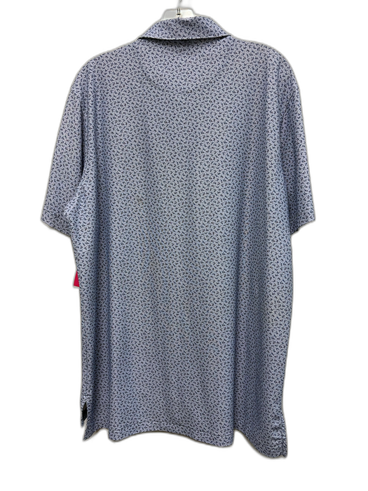 Peter Millar Size L Blue Synthetic Fish Polo Athleisure Men's Short Sleeve Blue / L