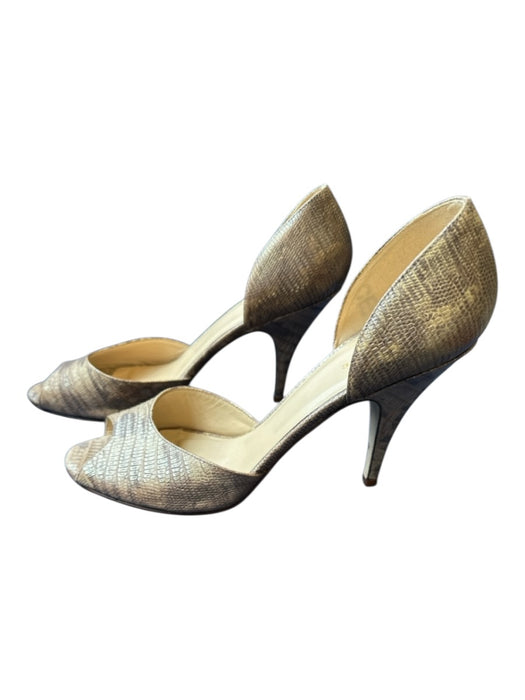 Kate Spade Shoe Size 9 Tan Snake Skin Metallic Open Toe Heels Tan / 9