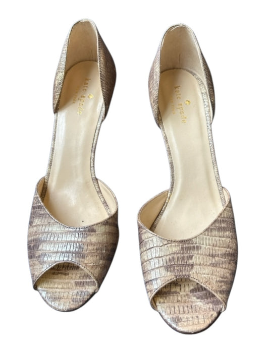 Kate Spade Shoe Size 9 Tan Snake Skin Metallic Open Toe Heels Tan / 9