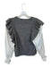 Entro Size M Gray & White Polyester Blend Knit Long Sleeve Ruffle Top Gray & White / M