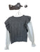 Entro Size M Gray & White Polyester Blend Knit Long Sleeve Ruffle Top Gray & White / M