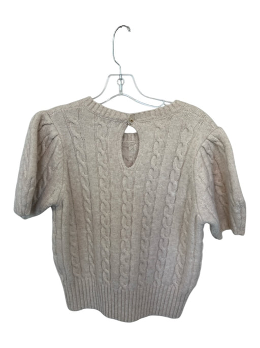 Pinch Size S Cream Knit Acrylic Puff Sleeve Button Top Cream / S