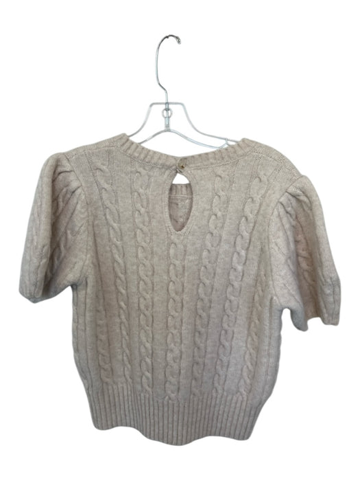 Pinch Size S Cream Knit Acrylic Puff Sleeve Button Top Cream / S
