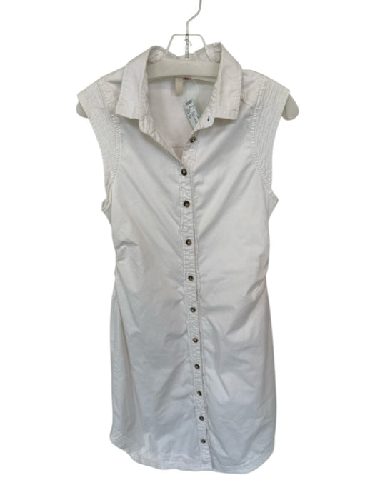 Pilcro Size 10 White Cotton Blend Denim Button Down Collar Midi Dress White / 10