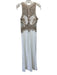 Cachet Size 8 White & Gold Polyester Sleeveless Embroidered Sheer Panel Gown White & Gold / 8