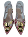 Alex Marie Shoe Size 7 Pink, Green, Gold Textile Metallic Thread Slingback Pumps Pink, Green, Gold / 7