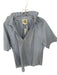 A Shirt Thing Size S White, Blue & Brown V Neck Striped Ruffle collar Top White, Blue & Brown / S