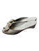 Stuart Weitzman Shoe Size 9.5 Silver & Gold Canvas Metallic Kitten Wedge Mules Silver & Gold / 9.5
