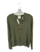 Billy Reid Size S Olive Green & Cream Cotton Long Sleeve Stitch Detail Top Olive Green & Cream / S