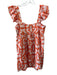 Ro's Garden Size XS Orange & White Ruffle Shoulder All Over Print Mini Dress Orange & White / XS