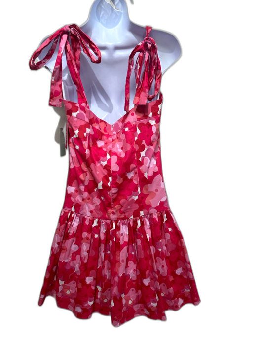 Buddy Love Size S Pink & Multi Cotton Tie Shoulder Floral Pleated Dress Pink & Multi / S