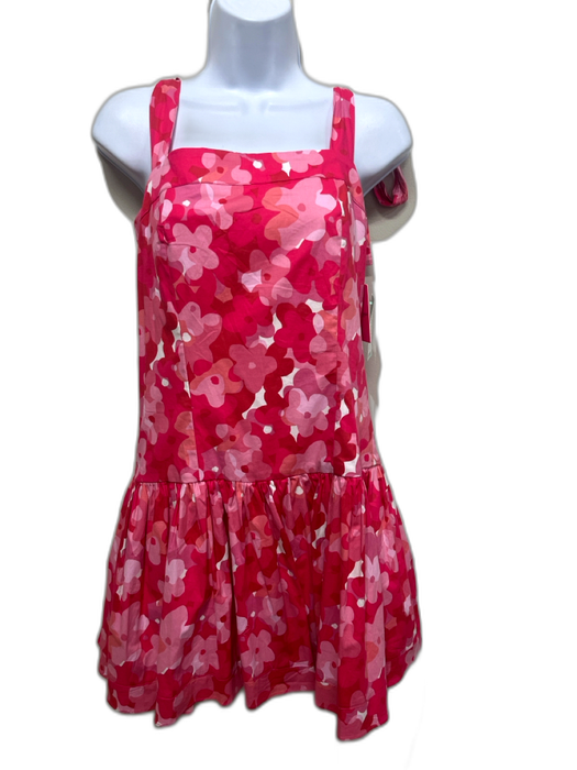 Buddy Love Size S Pink & Multi Cotton Tie Shoulder Floral Pleated Dress Pink & Multi / S