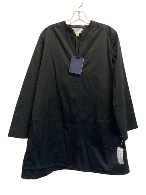 Pomander Place Size M Black Cotton Split V Neck Dress Black / M