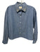Tuckernuck Size M Chambray Cotton Button Up Embellished Cropped Top Chambray / M