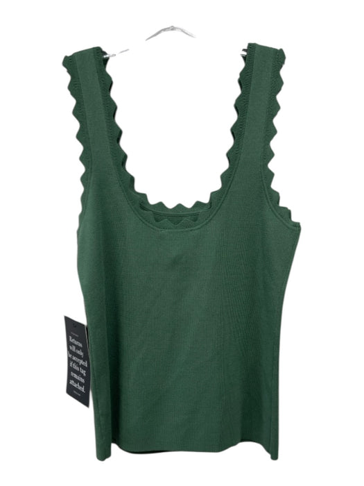 Tuckernuck Size M Green Viscose Scalloped Sleeveless Top Green / M