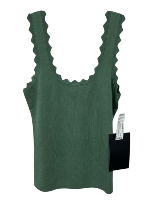 Tuckernuck Size M Green Viscose Scalloped Sleeveless Top Green / M