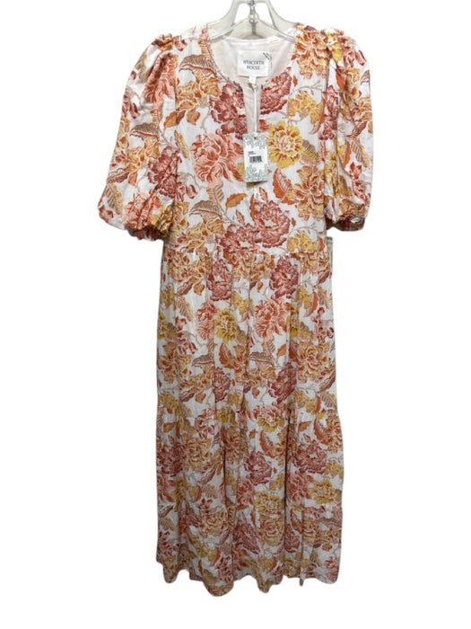 Hyacinth House Size S White & Orange Cotton & Rayon floral print Maxi Dress White & Orange / S