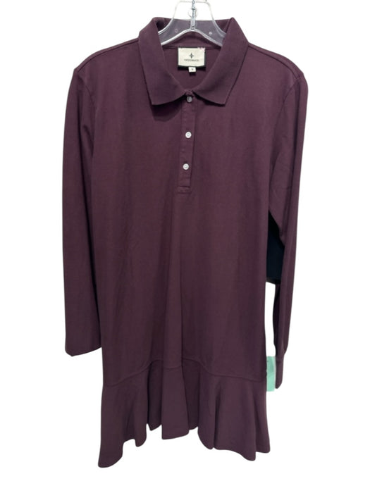 Tuckernuck Size M Wine Red Cotton & Polyester 1/4 Button Dress Wine Red / M