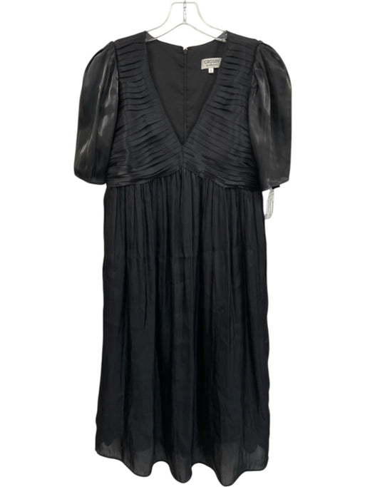 CROSBY by Mollie Burch Size S Black Polyester V Neck Pleat Detail Back Zip Dress Black / S