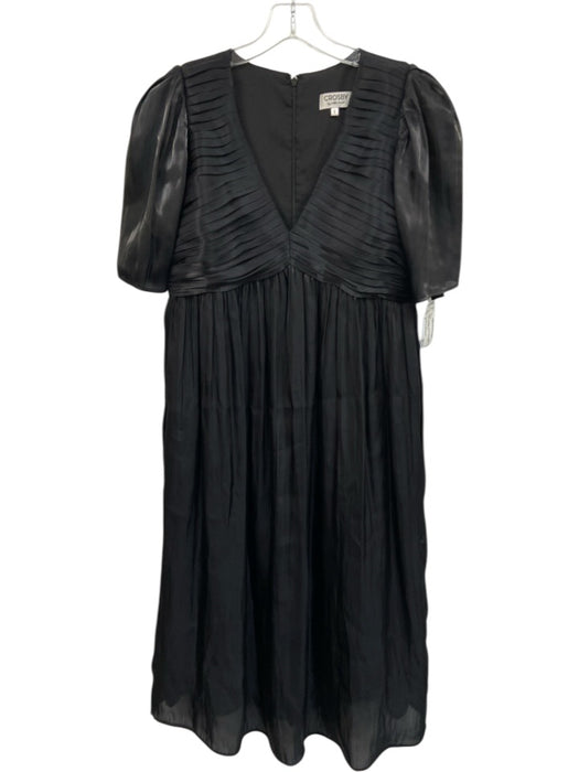 CROSBY by Mollie Burch Size S Black Polyester V Neck Pleat Detail Back Zip Dress Black / S