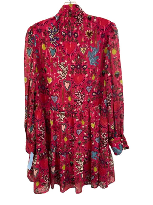 CROSBY by Mollie Burch Size S Fuschia & Multi Clipped Dots Pockets Dress Fuschia & Multi / S