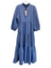Pomander Place Size S Blue & White Cotton & Polyester Pinstripe Whipstitch Dress Blue & White / S