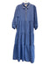 Pomander Place Size S Blue & White Cotton & Polyester Pinstripe Whipstitch Dress Blue & White / S