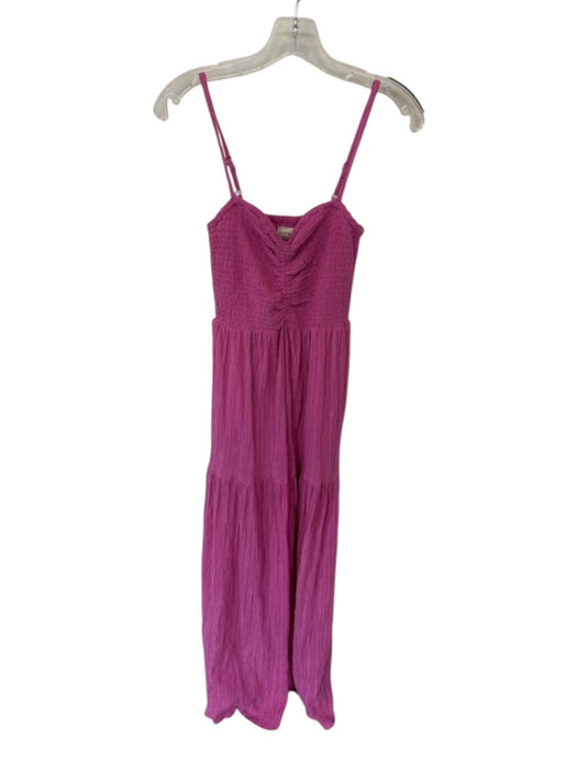 L Space Size XS Purple Cotton Spaghetti Strap smocked Crinkle Maxi Dress Purple / XS