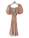ASTR Size XS Peach & Orange Polyester Short Balloon Sleeve Flowers Maxi Dress Peach & Orange / XS