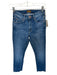 Mother Size 24 Med Dark Wash Cotton Blend Mid Rise Straight Leg Raw Hem Jeans Med Dark Wash / 24