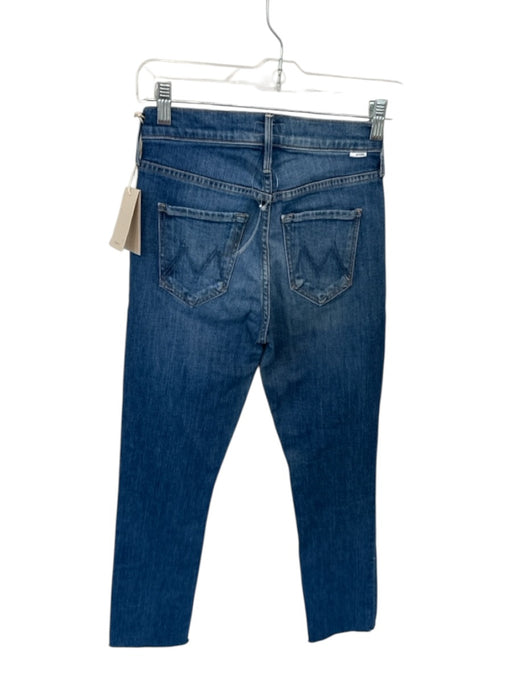 Mother Size 24 Med Dark Wash Cotton Blend Mid Rise Straight Leg Raw Hem Jeans Med Dark Wash / 24
