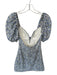 More To Come Size XXS Blue & Green Polyester Short Balloon Sleeve Flowers Dress Blue & Green / XXS