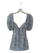 More To Come Size XXS Blue & Green Polyester Short Balloon Sleeve Flowers Dress Blue & Green / XXS