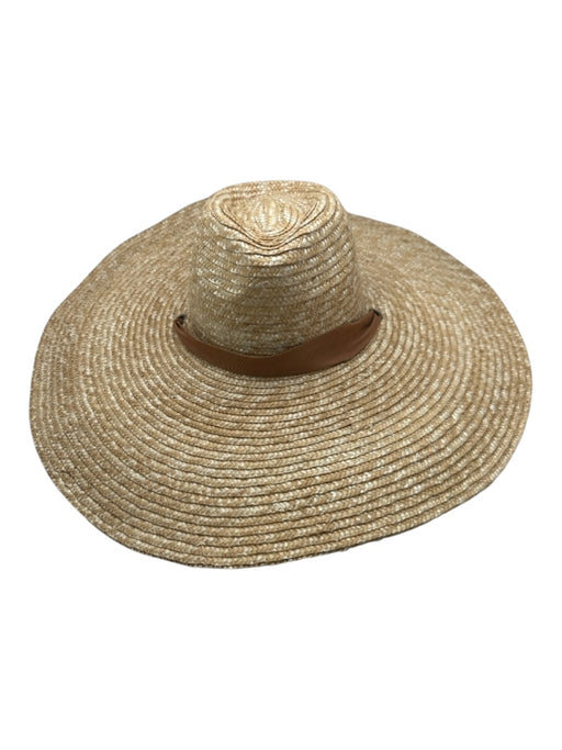 Wyeth Beige Straw Woven Tie Neck sun hat Hat Beige / One Size
