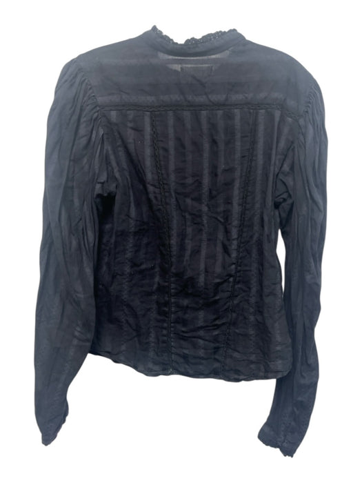 Isabel Etoile Marant Size 40 Black Cotton Long Sleeve Cut Outs Button Up Top Black / 40