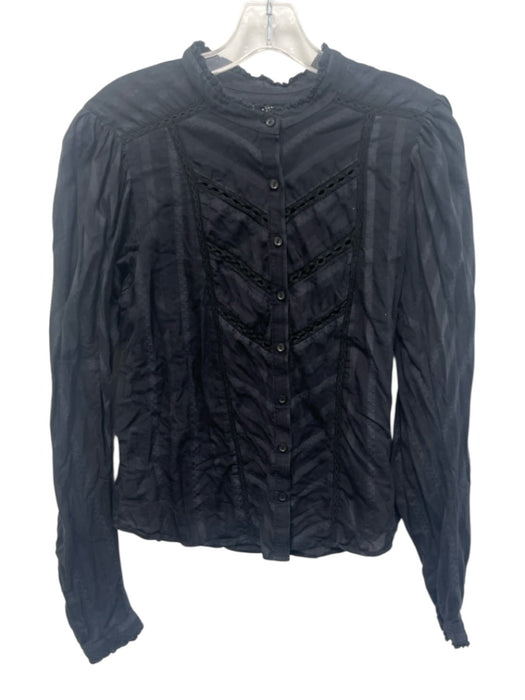 Isabel Etoile Marant Size 40 Black Cotton Long Sleeve Cut Outs Button Up Top Black / 40