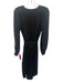 Milly Size 4 Black Silk Long Sleeve Surplice Midi Pleats Dress Black / 4