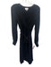 Milly Size 4 Black Silk Long Sleeve Surplice Midi Pleats Dress Black / 4